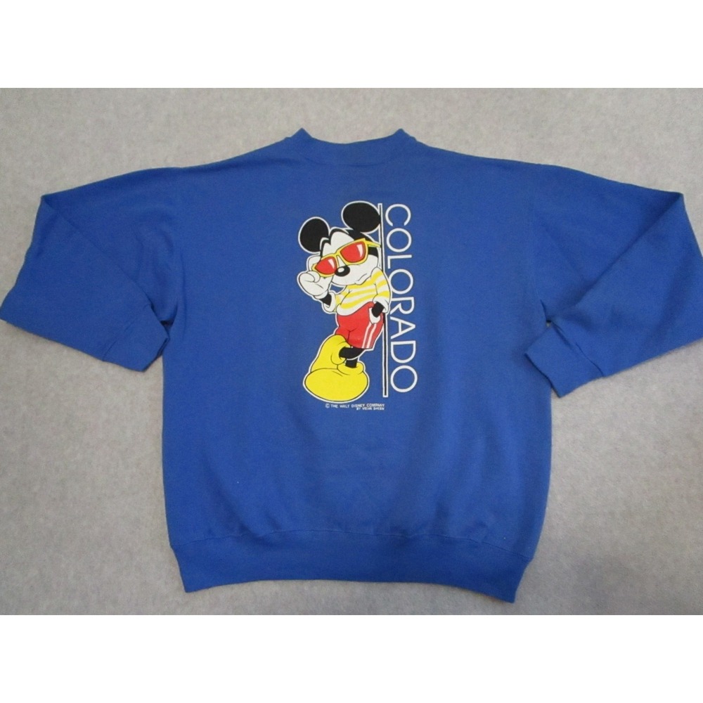 Vintage‎ 80s Mickey Mouse Sweater Mens Large Blue Disney Velva Sheen Colorado